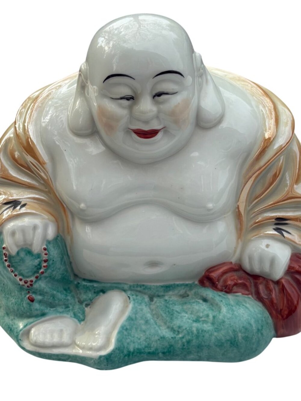 Vintage Chinese Budhai Buddha Happy Hand-Painted Porcelain Figurine